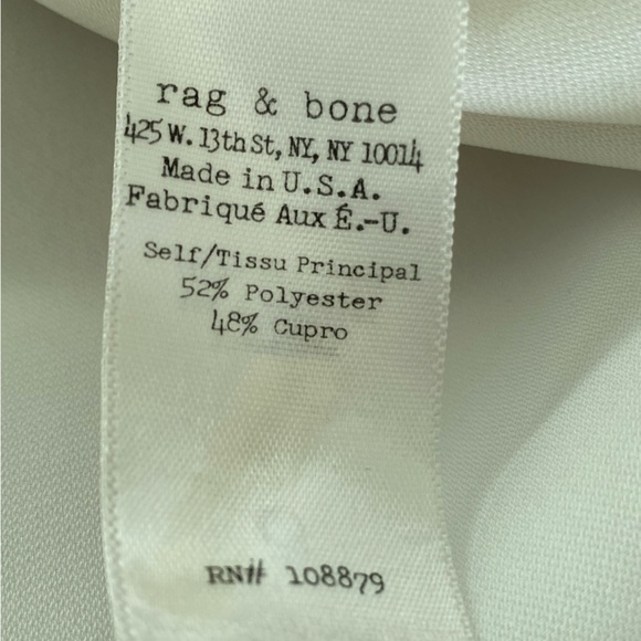 RAG & BONE white long sleeve blouse, V cut out at neck w/ snap closure Sz sm - Picture 5 of 6